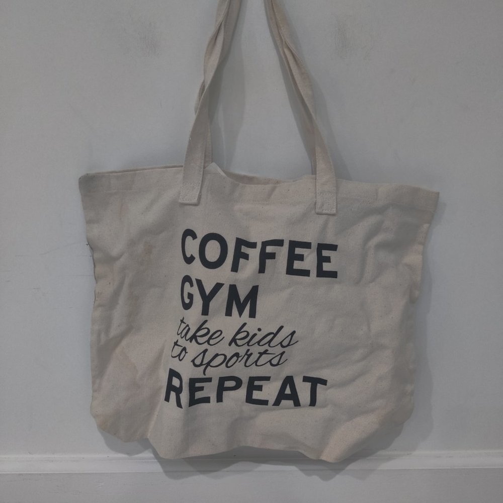 DEFECT DSG Women's Coffee Gym Sports Theme Canvas Tote Bag Beach Storage 3C565